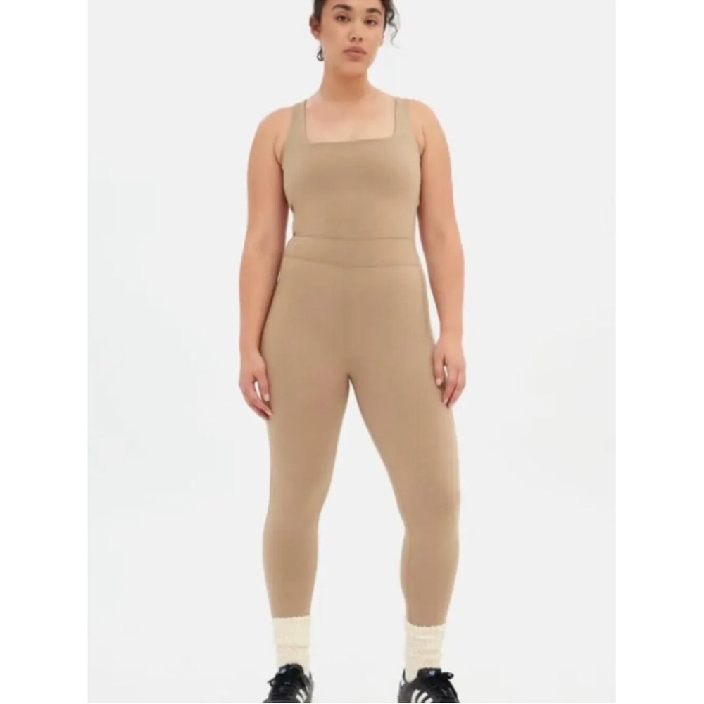Girlfriend Collective luxe paneled unitard XXL Beige Brown NWT